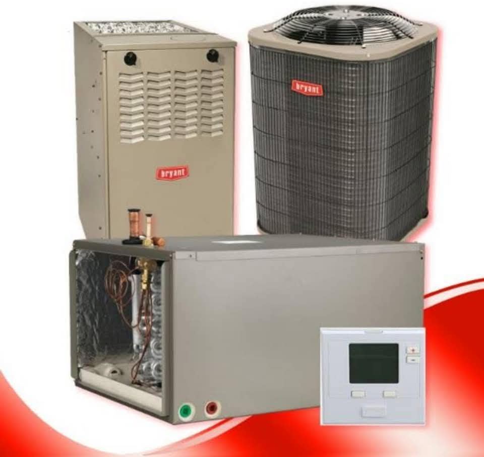 Bryant furnace, evaporator coil, condenser and thermostat
