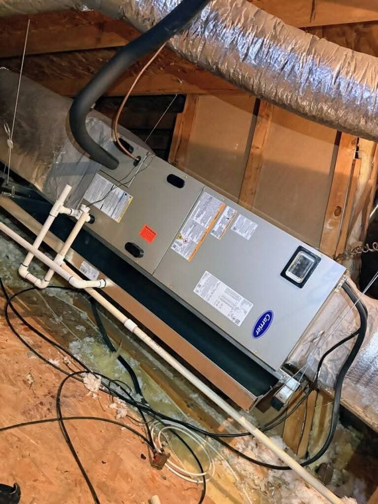 Carrier air handler installed in an attic